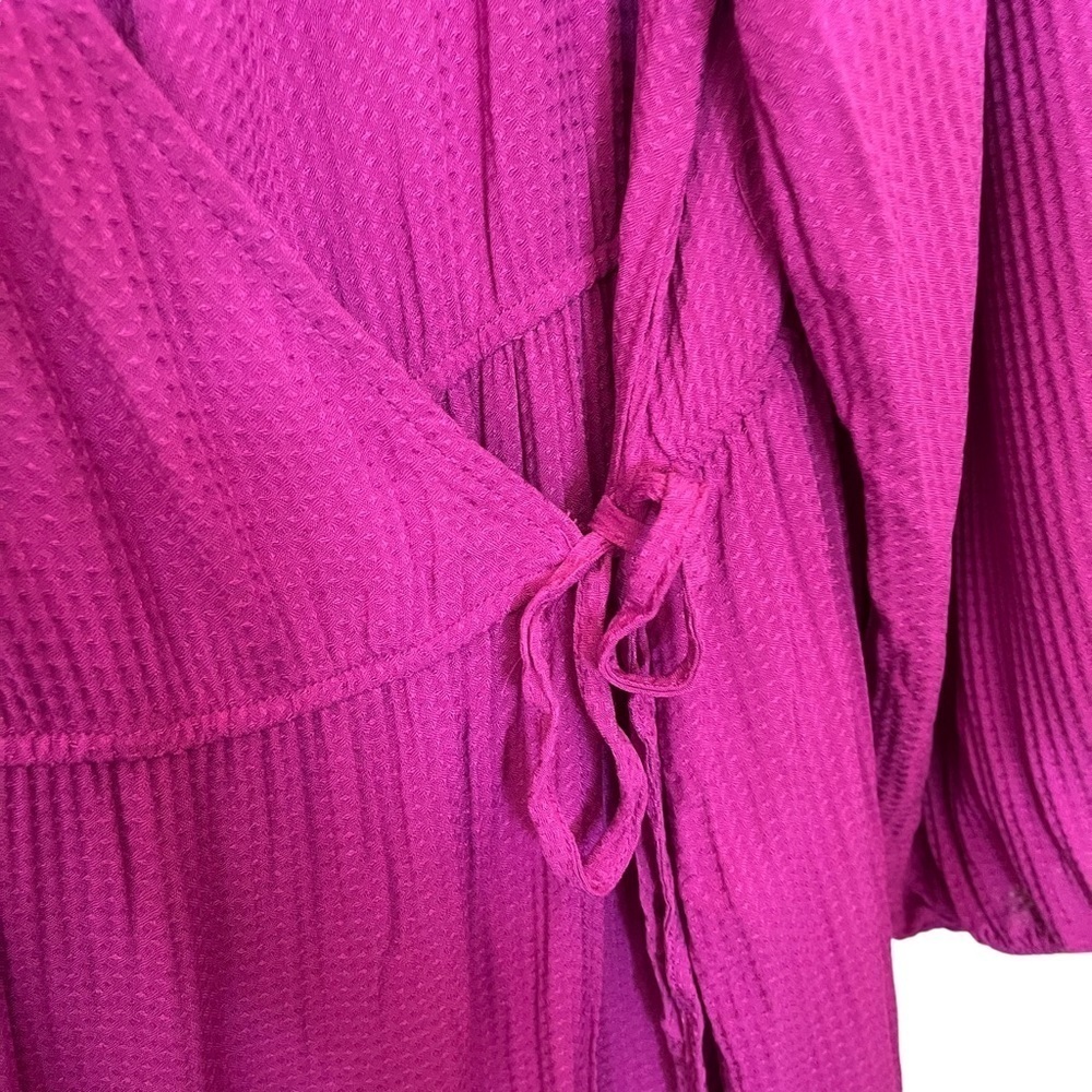 KNOX Rose Raspberry Verbena Long Sleeve Wrap Dress 3X True Wrap Midi Length - Picture 9 of 13